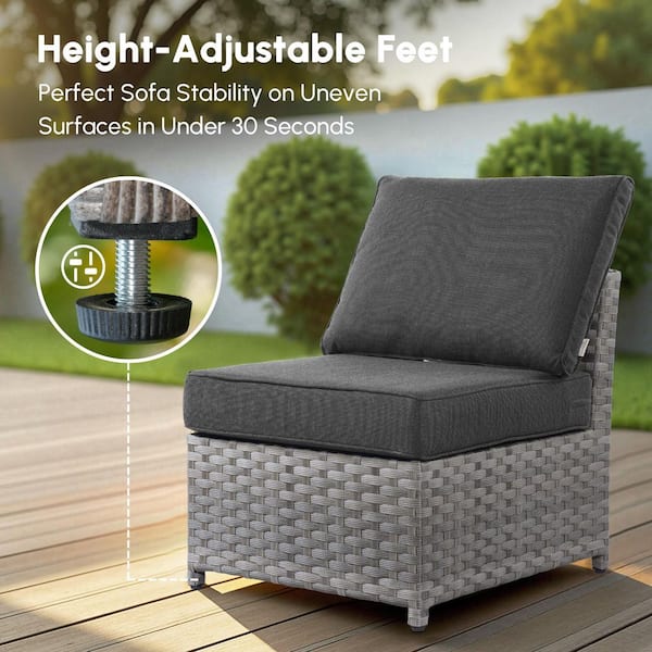 XIZZI Jasmine 12-Piece Wicker Outdoor Sectional Set with Black