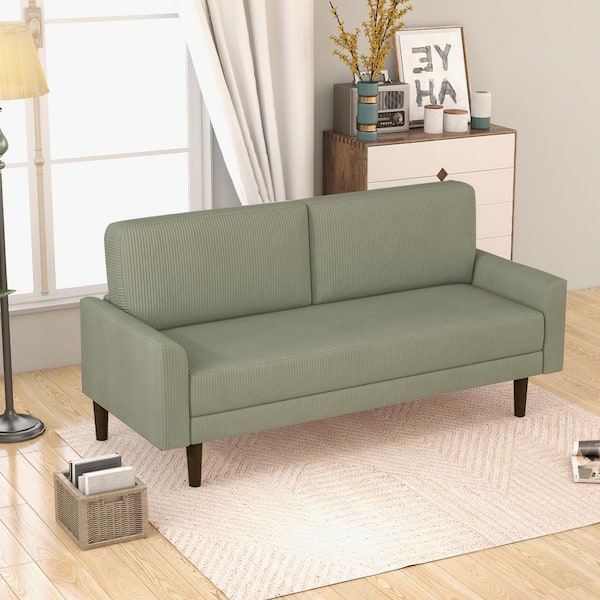 Bestier 67.3 in. Square Arm Corduroy Fabric Tufted Modern 4 Seat Square Sofa in. Green
