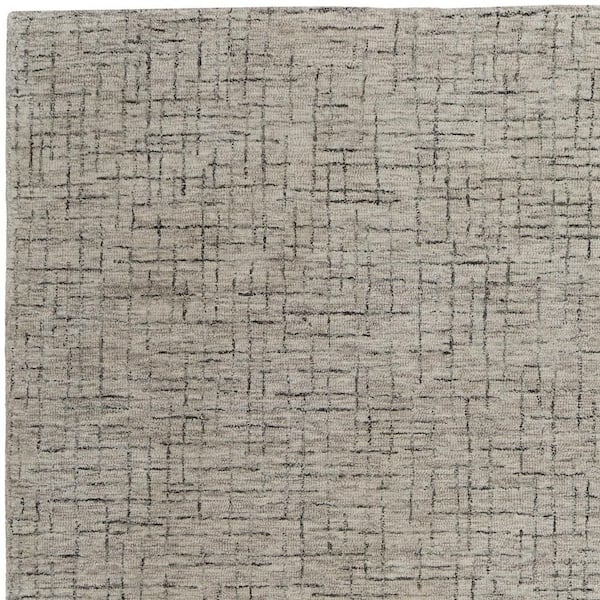 12 ft. x 15 ft. Ivory and Gray Wool Hand Tufted Distressed Area Rug