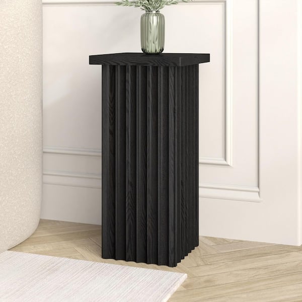 Bourne 10.75 in. Black Grain Square MDF Top End Table