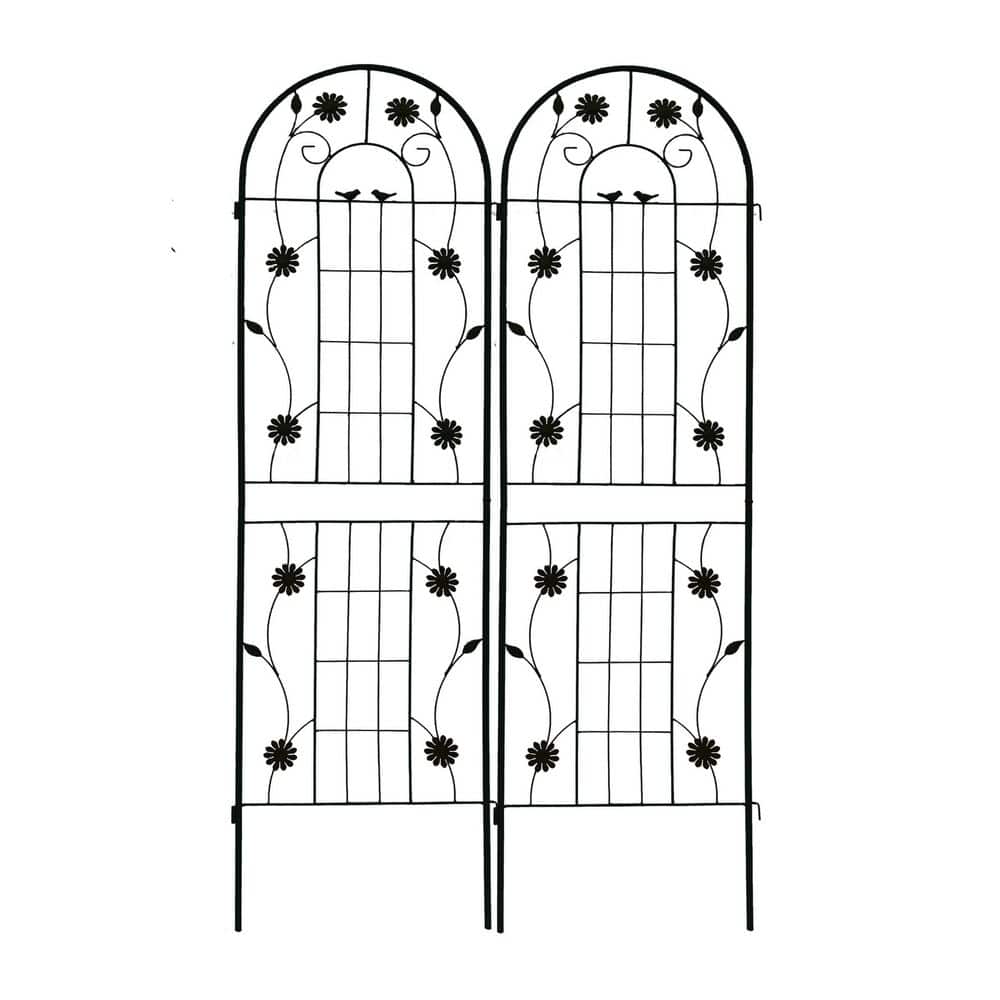 Metal Garden Trellis 71 in. x 19.7 in. Rustproof Trellis for Climbing Plants, Black (2-Pack) price history on PriceWatchPro