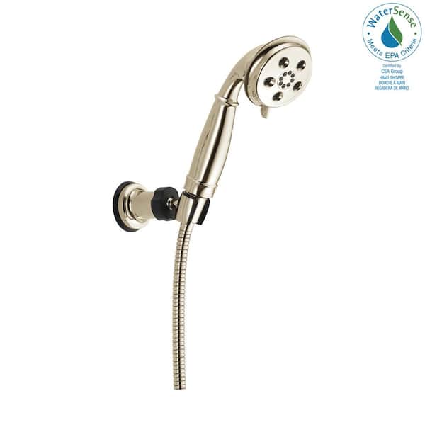 Delta 3-Spray Patterns 1.75 GPM 3.34 in. Wall Mount Handheld Shower Head with H2Okinetic in Polished Nickel