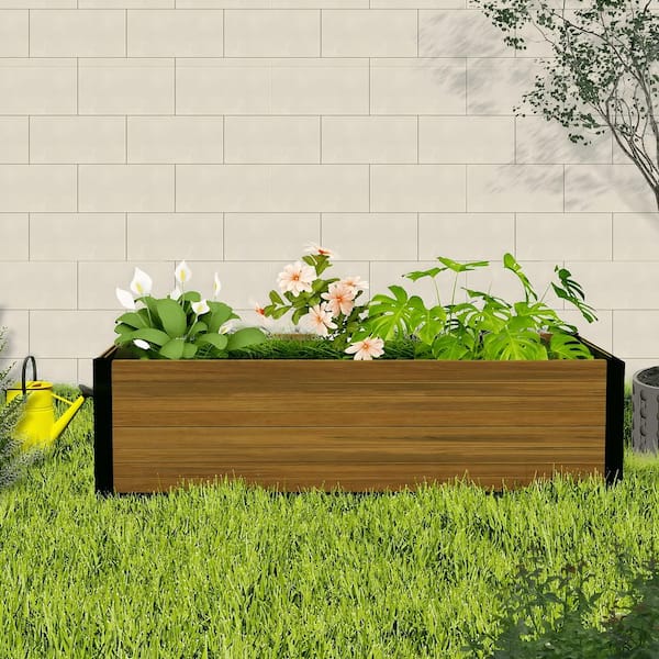 4 ft. x 2 ft. Brown Composite Lumber Raised Garden Bed-10-Year Rot and Insect Resistant, Heavy-Duty Yard Planter Box