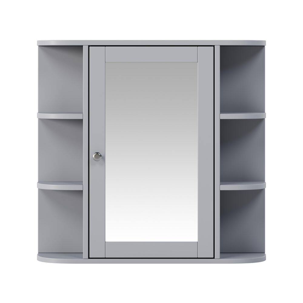 26 in. W x 24.75 in. H Rectangular Gray Medicine Cabinet with Mirror, 6-Open Shelves price history on PriceWatchPro
