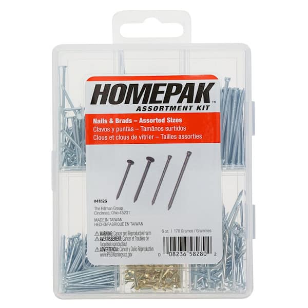 Hillman Homepak 6 oz. Wire Nails and Brads Assorted Kit