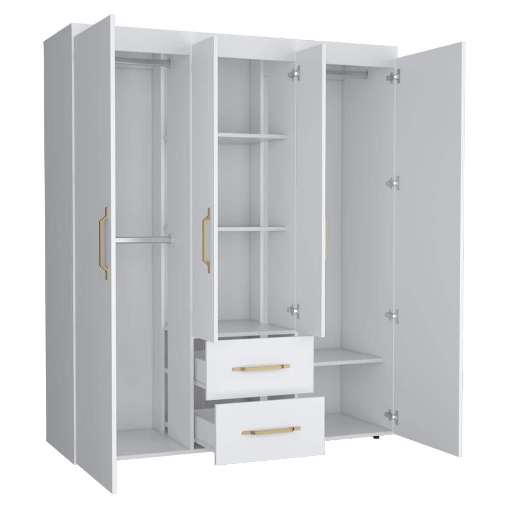 Armoire Elma - White Finish, Versatile Storage with Drawer, 2 Rods & 3 Shelves for Bedroom or Garage price history on PriceWatchPro