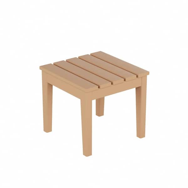 WESTIN OUTDOOR Shoreside Teak Square HDPE Plastic 18 in. Modern Outdoor Side Table
