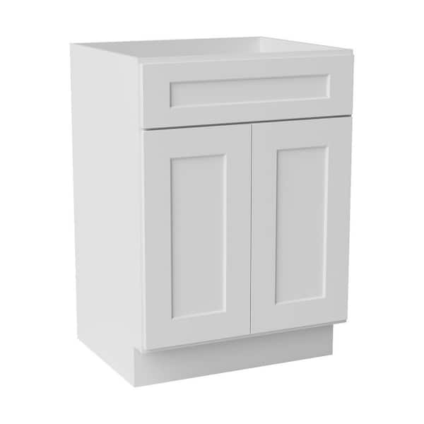 24 in. W x 21 in. D x 34.5 in. H Ready to Assemble Solid Wood Shaker Sink Base Bath Cabinet in White