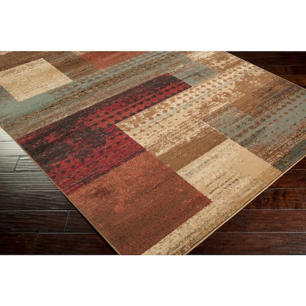 Kazuno Dark Red 9 ft. 10 in. x 12 ft. 10 in. Indoor Modern Area Rug