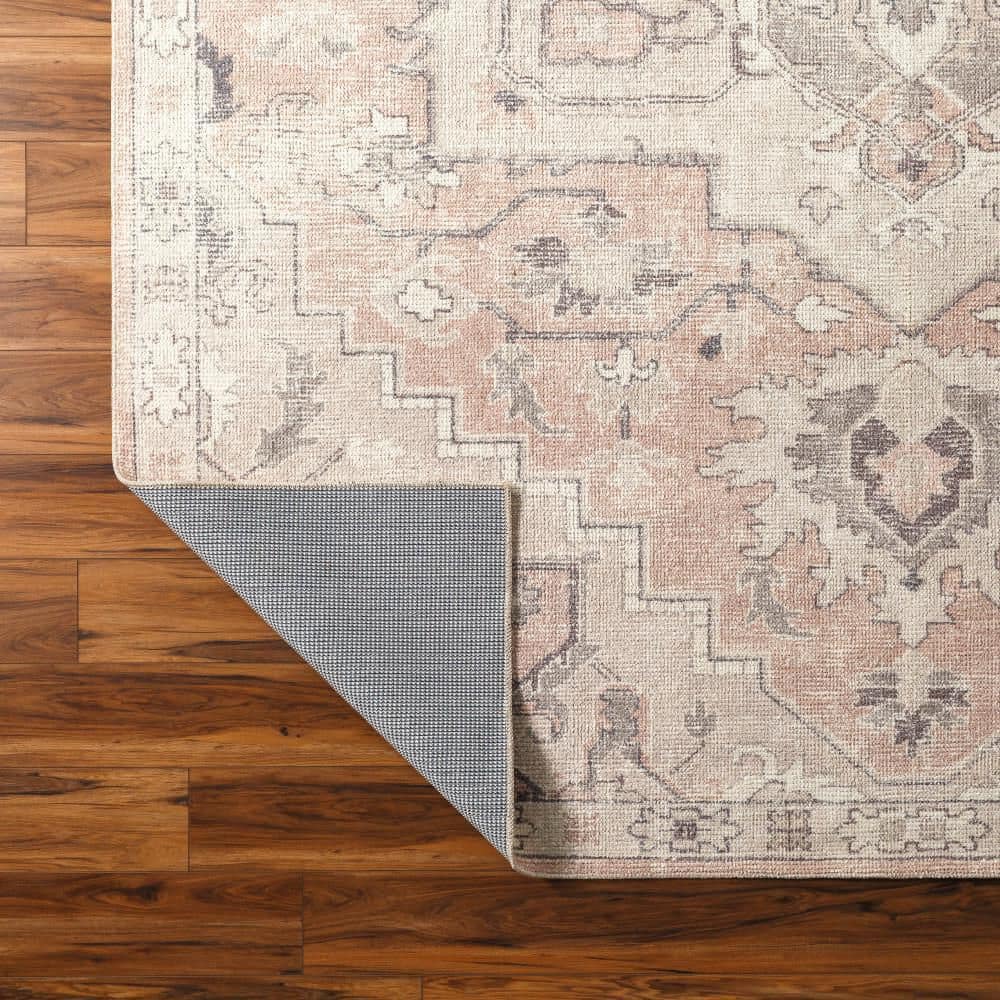 Elle Oriental Rose Smoke Rectangular 5'3" x 7' Polyester Rug