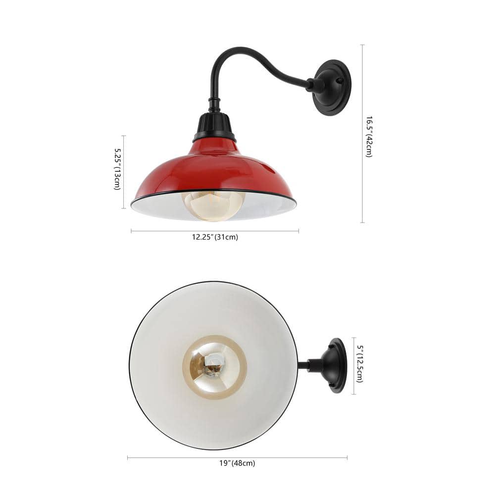 Aurora 12.25" Red and Black Iron LED Gooseneck Arm Sconce