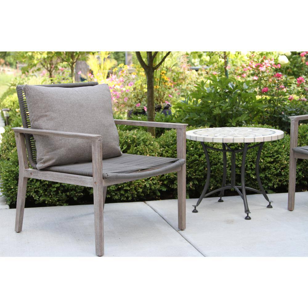 24" Gray Stone Round Outdoor Accent Table