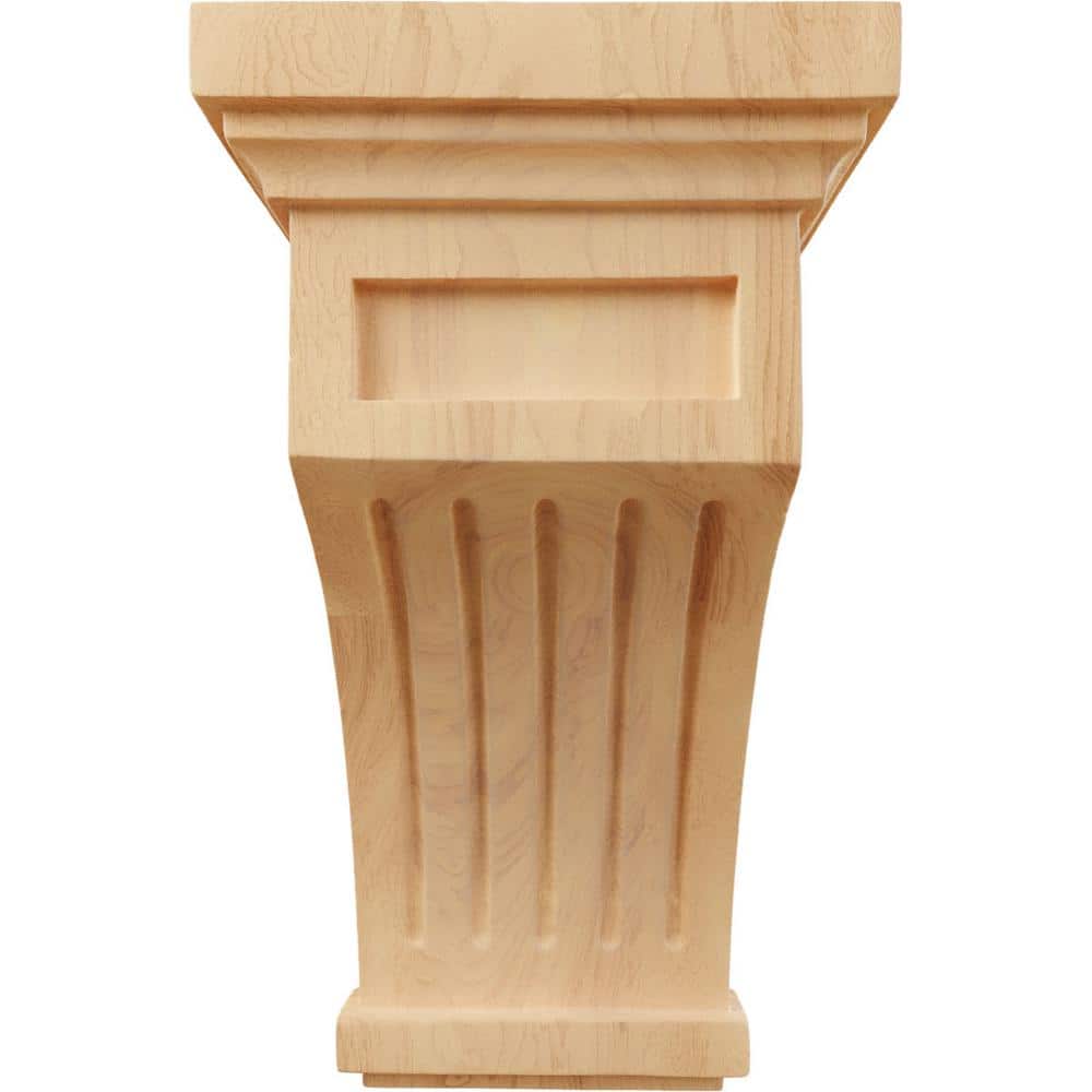 10" Fluted Red Oak Wood Corbel