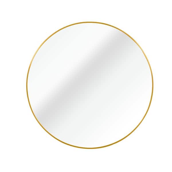 16 in. x 16 in. Round Gold Aluminum Framed Wall-Mounted Bathroom Vanity Mirror