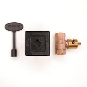 Square Universal Gas Valve Flange and 3 in. Key with 1/2 in. Quarter Turn Straight Valve 150,000 BTU in Flat Black