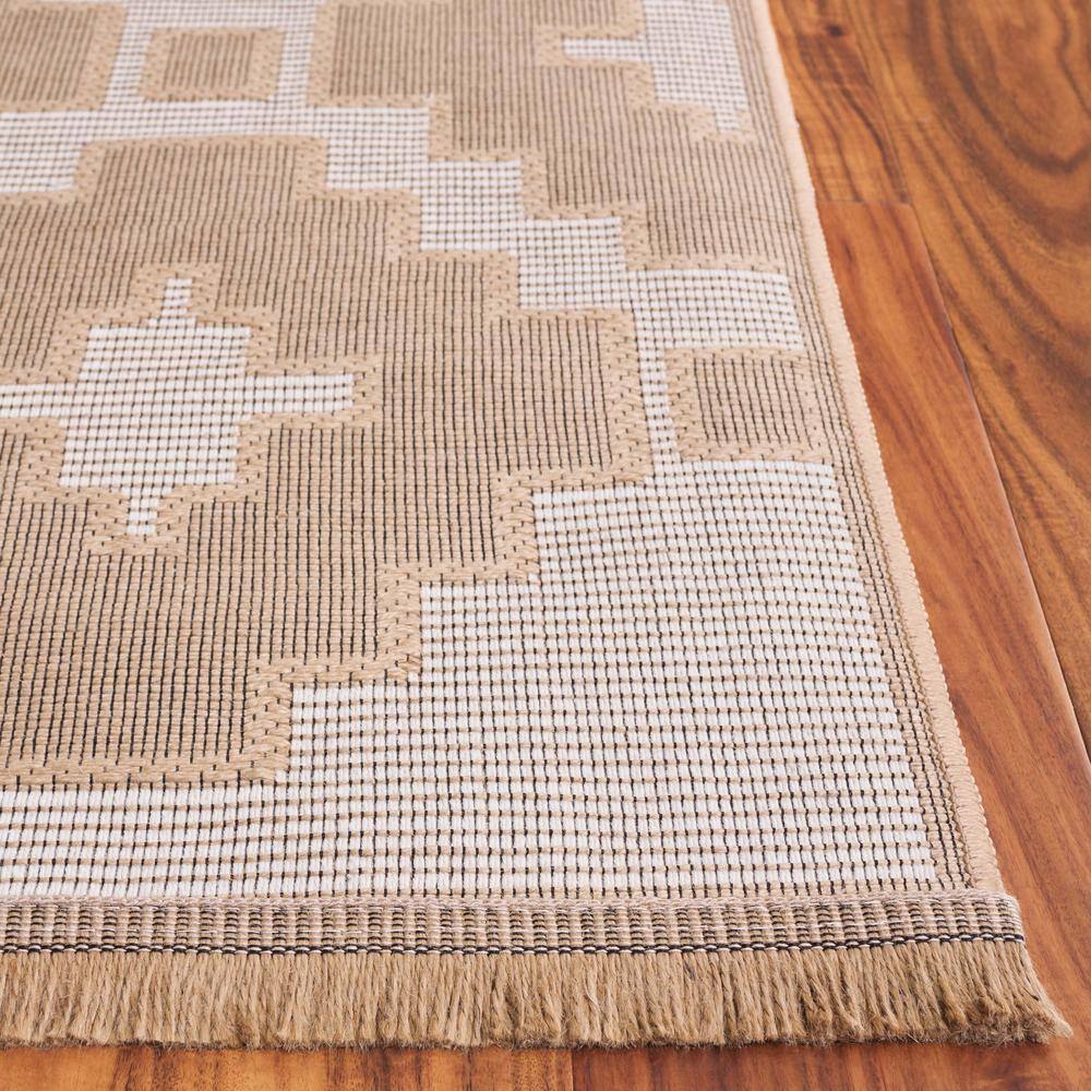 Ivory and Natural Geometric Flat Woven Wool Area Rug