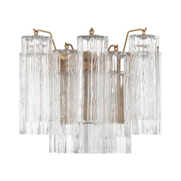 Crystorama Addis 2-Light Aged Brass Dimmable Wall Sconce