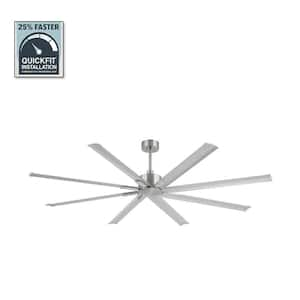 84 in. Indoor Brusehed Nickel Downrod and Angled Mount 6-Speeds Industrial Large Ceiling Fan with Remote Control