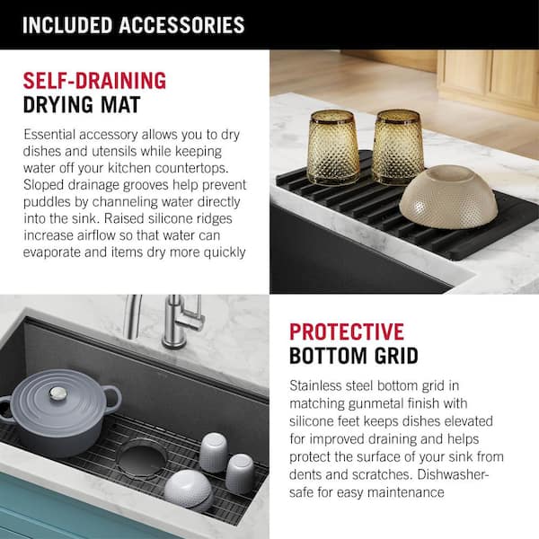 Delta Rivet16 Gauge Black Stainless Steel 32 in. Single Bowl