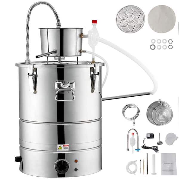 SVOPES Alcohol Still is a 15 Gal. /50 L in Silver Distillery Kit it Includes Tube, Pump, Valve, and Thermometer