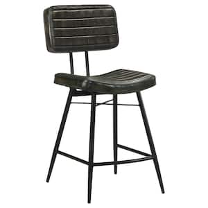 Partridge 39 in. Espresso Open Back Metal Frame Counter Height Stools with Footrest (Set of 2)
