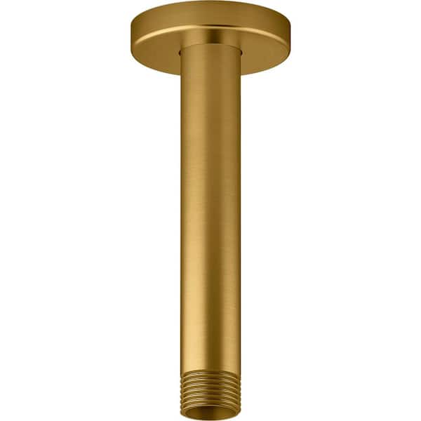 KOHLER Statement 6 in. Ceiling-Mount Rain Head Shower Arm and Flange in Vibrant Brushed Moderne Brass