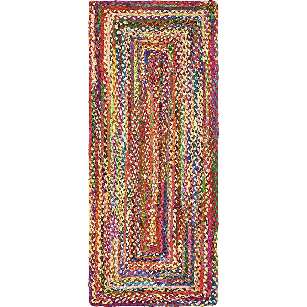 Handmade Multicolor Braided Cotton Runner Rug