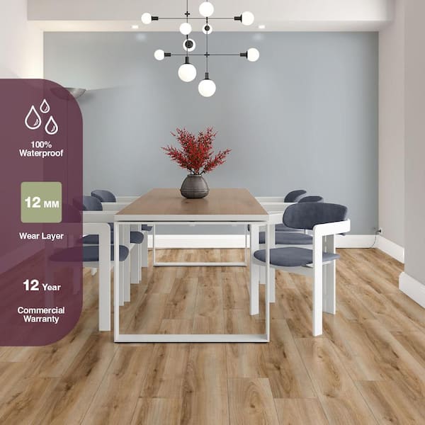 Cameron Oak 12 mm T x 8.03 in W Waterproof Laminate Wood Flooring (15.9 sqft/case)