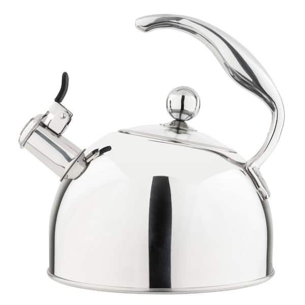 2.6 qt. 10-cups Stainless Steel Whistling Kettle with 3-Ply Base, Mirror Finish