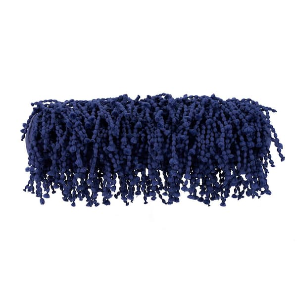 Mina Victory Shag Blue Shag 20 in. x 5 in. Bolster Throw Pillow