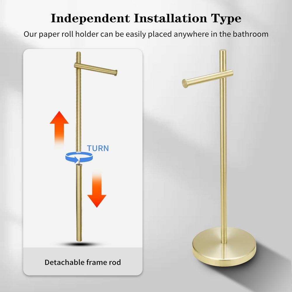 Brushed Gold Stainless Steel Freestanding Toilet Paper Holder