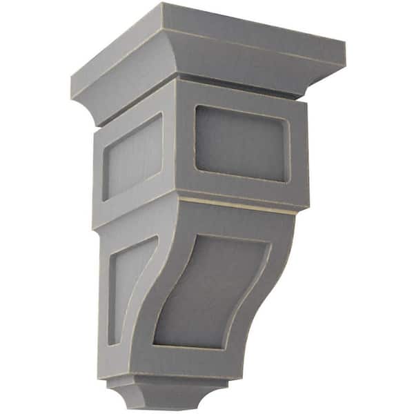 Ekena Millwork 3-1/2 in. x 6 in. x 3-3/4 in. Pebble Grey Mini Reyes Wood Vintage Decor Corbel