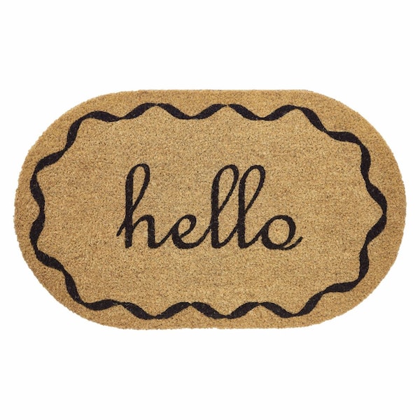Hello Coir Doormat 18 in. x 30 in. Indoor/Outdoor Door Mat