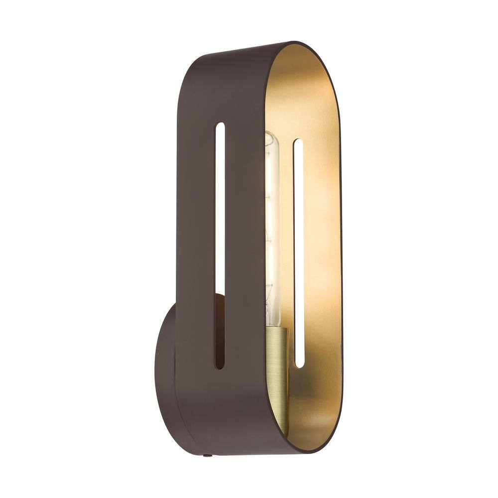 Ravena Scandinavian Bronze with Antique Brass 1-Light Sconce