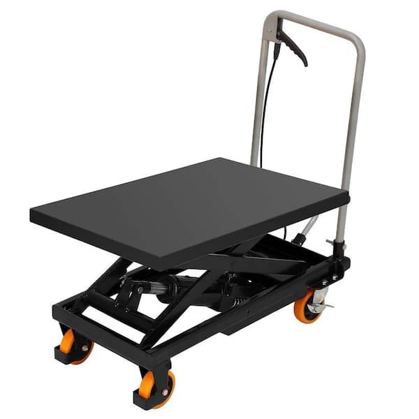 Hydraulic Lift Truck, 500 Lb Capacity 28.5 Inch Lift Height, Manual Single Scissors Lift Platform, 4 Wheels