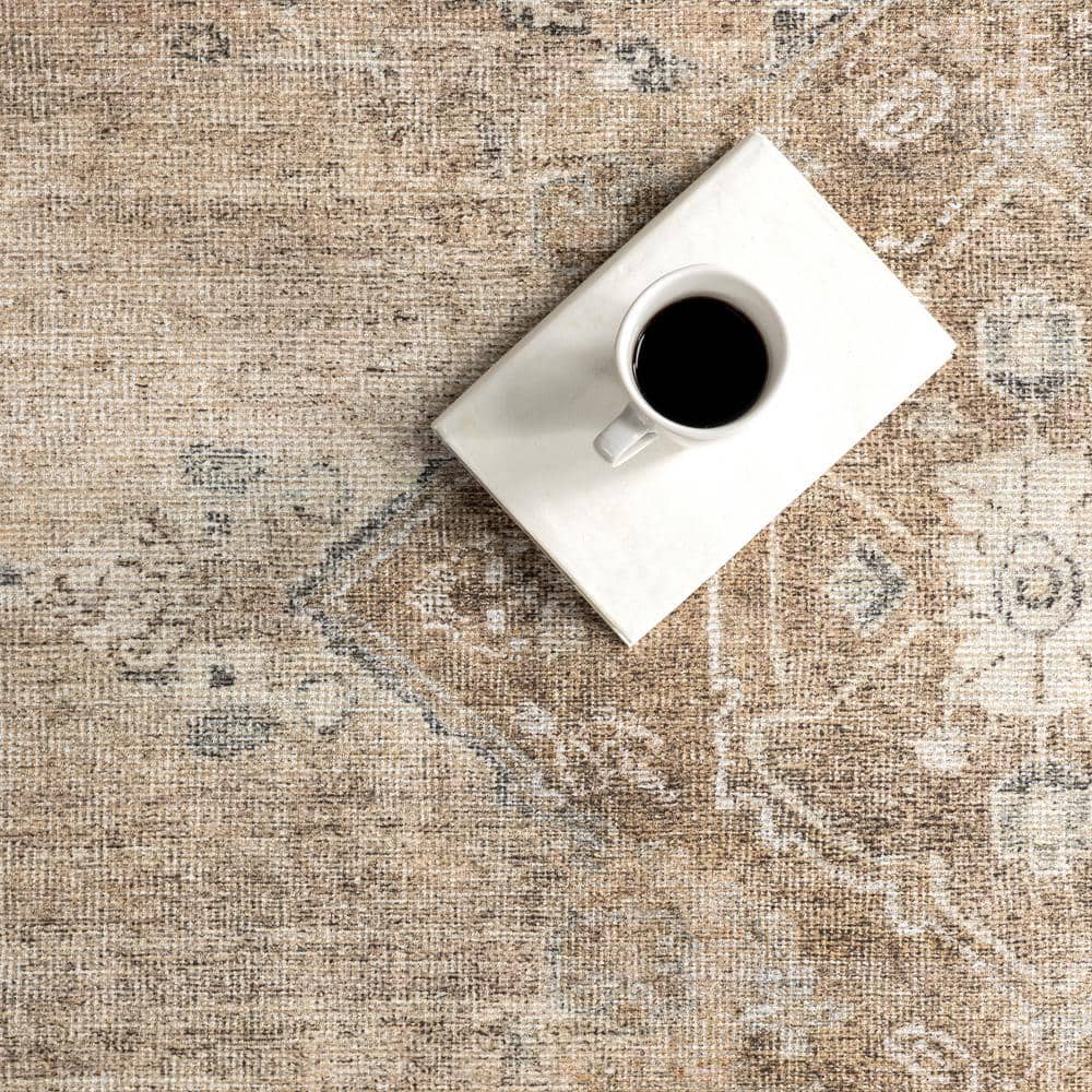 Hillstone Beige and Brown Rectangular Synthetic Area Rug