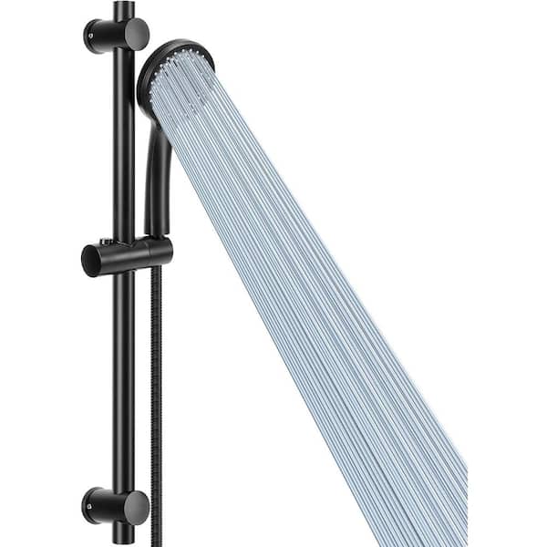 Lukvuzo 5-Spray Setting Wall Mount Handheld Shower Head 1.8 GPM in Matte Black with Slide Bar and 60 Stainless Steel Hose