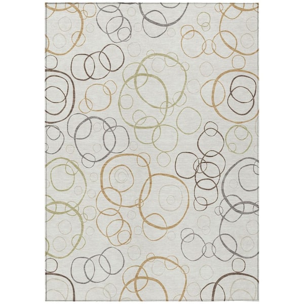 Chantille Machine Washable Indoor/Outdoor Abstract ACN2408 Ivory 9 ft. x 12 ft. Area Rug
