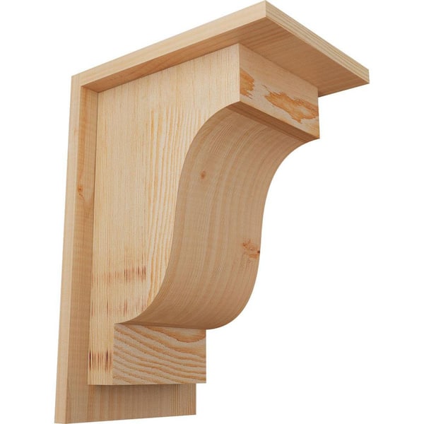 Ekena Millwork 7-1/2 in. x 10 in. x 14 in. Newport Smooth Douglas Fir Corbel with Backplate