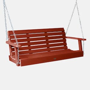 Weatherly 60 in. 2-Person Rustic Red Recycled Plastic Porch Swing