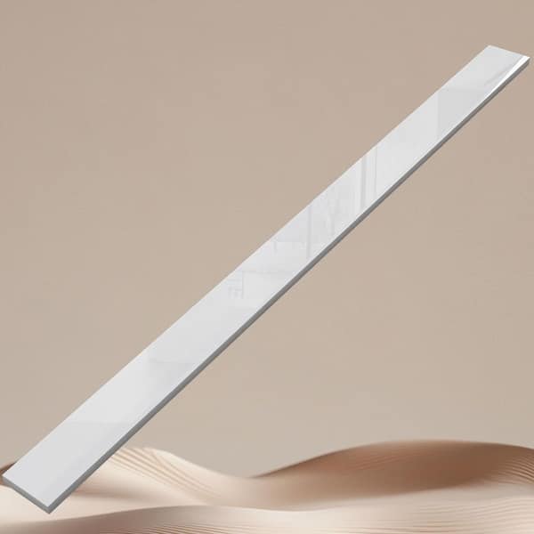 72 in. W x 4 in. H Solid Surface Resin Vanity Backsplash in Glossy White Rear Panel for Vanity Top or Doorway Floor