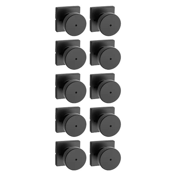 Pismo Matte Black Privacy Square Bed/Bath Door Knob 10-Pack