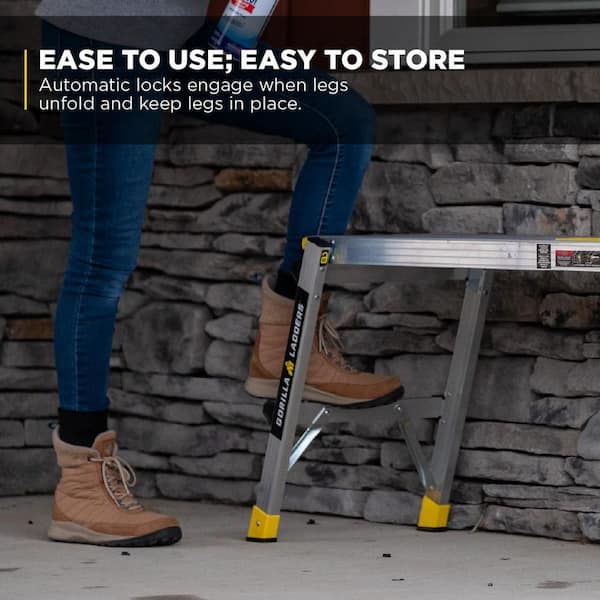 Gorilla Ladders - 4 ft. x 12 in. x 20 in. Aluminum Slim-Fold Work Platform, 300 lbs. Load Capacity