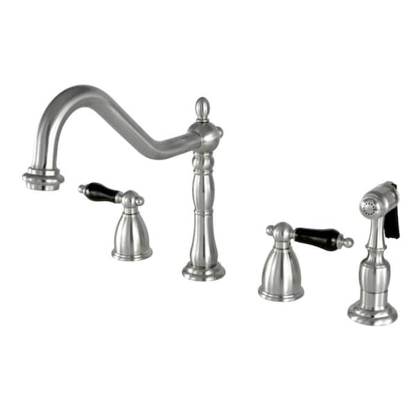 Kingston Brass Duchess 2-Handle Standard Kitchen Faucet with Side Sprayer in Brushed Nickel