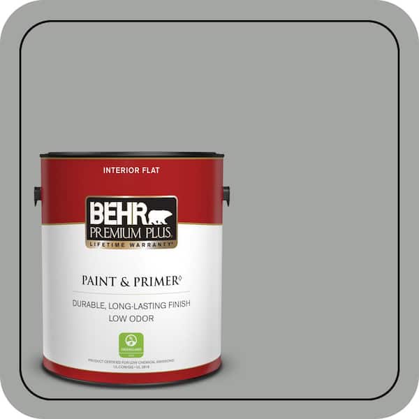 BEHR PREMIUM PLUS 1 gal. #PPU25-04 Sharkskin Suit Flat Low Odor Interior Paint & Primer