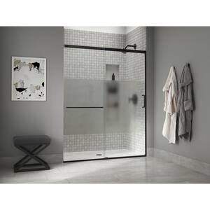 Elate Tall 56-60 in. W x 76 in. H Sliding Frameless Shower Door in Matte Black with Crystal Clear Glass
