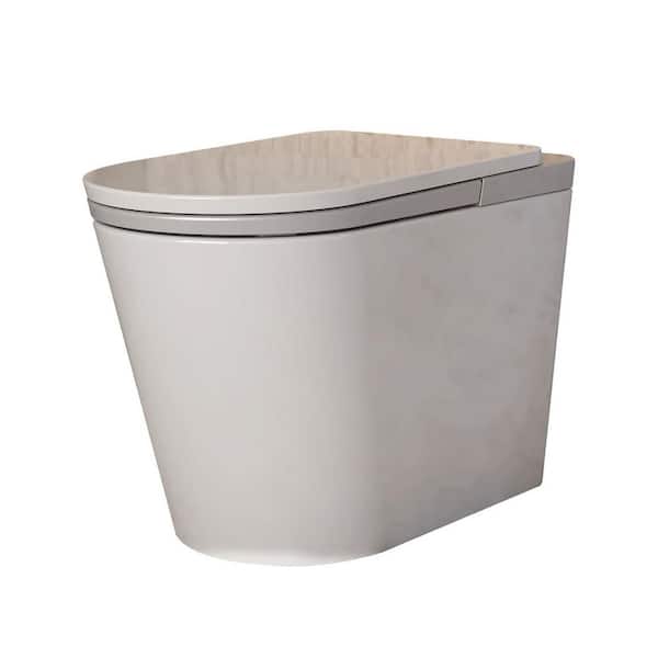 MEDUNJESS L-G Elongated Smart Toilet 1.34 GPF in Silver Seat with Auto Open/Close/Flush, Heat Seat, Foot Sensor and Deodorization