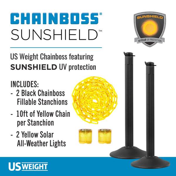 Black Chain U2005 Weighted Base US Weight ChainBoss Indoor/Outdoor Orange Stanchion