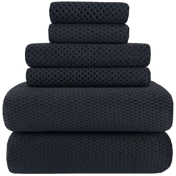 Unbranded 6-Piece Black Quick Dry Super Soft Microfiber Towel Set