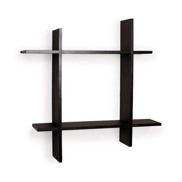 DANYA B Contempo 24 in. W x 24 in. H Black Laminate MDF Asymmetric Square Floating Wall Shelf